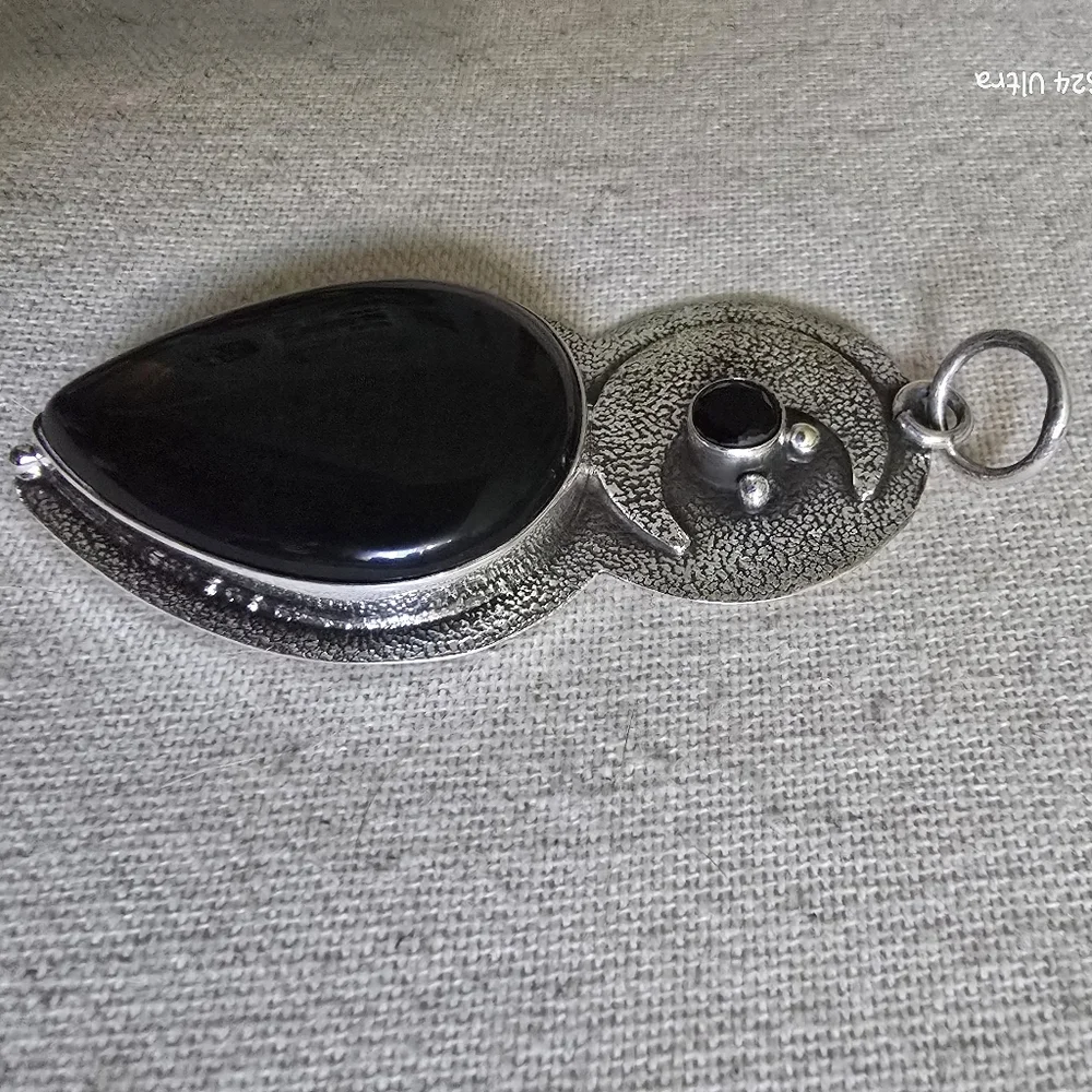 Silver & Black Onyx Pendant Charm NEW